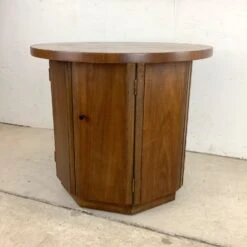 MCM Circular Walnut End Table Cabinet -Othee Home Shop 1500 1500 frame 0 3150