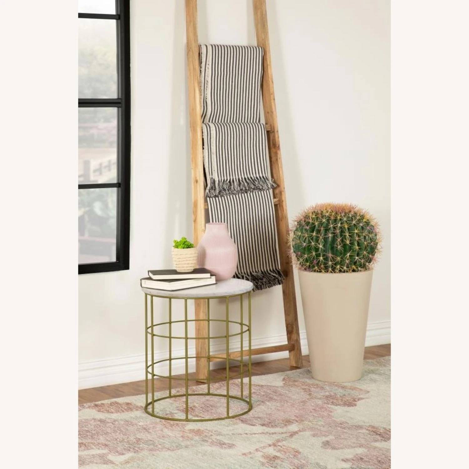 Other Accent Table In White & Gray Marble Top 4 Other Accent Table In White & Gray Marble Top - Image 4