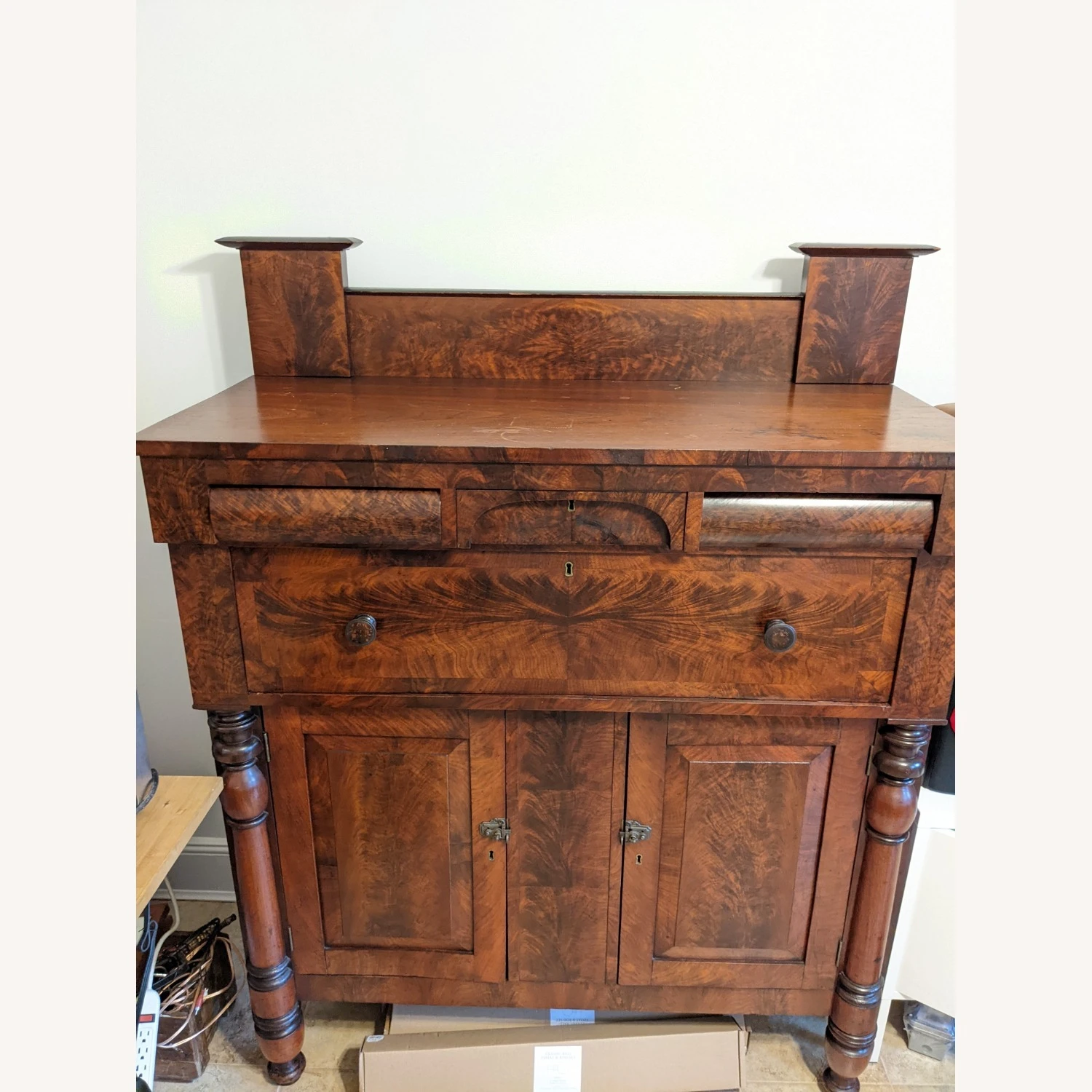 Antique 1800 Empire Flame Mahogany Sideboard 2 Antique 1800 Empire Flame Mahogany Sideboard - Image 2