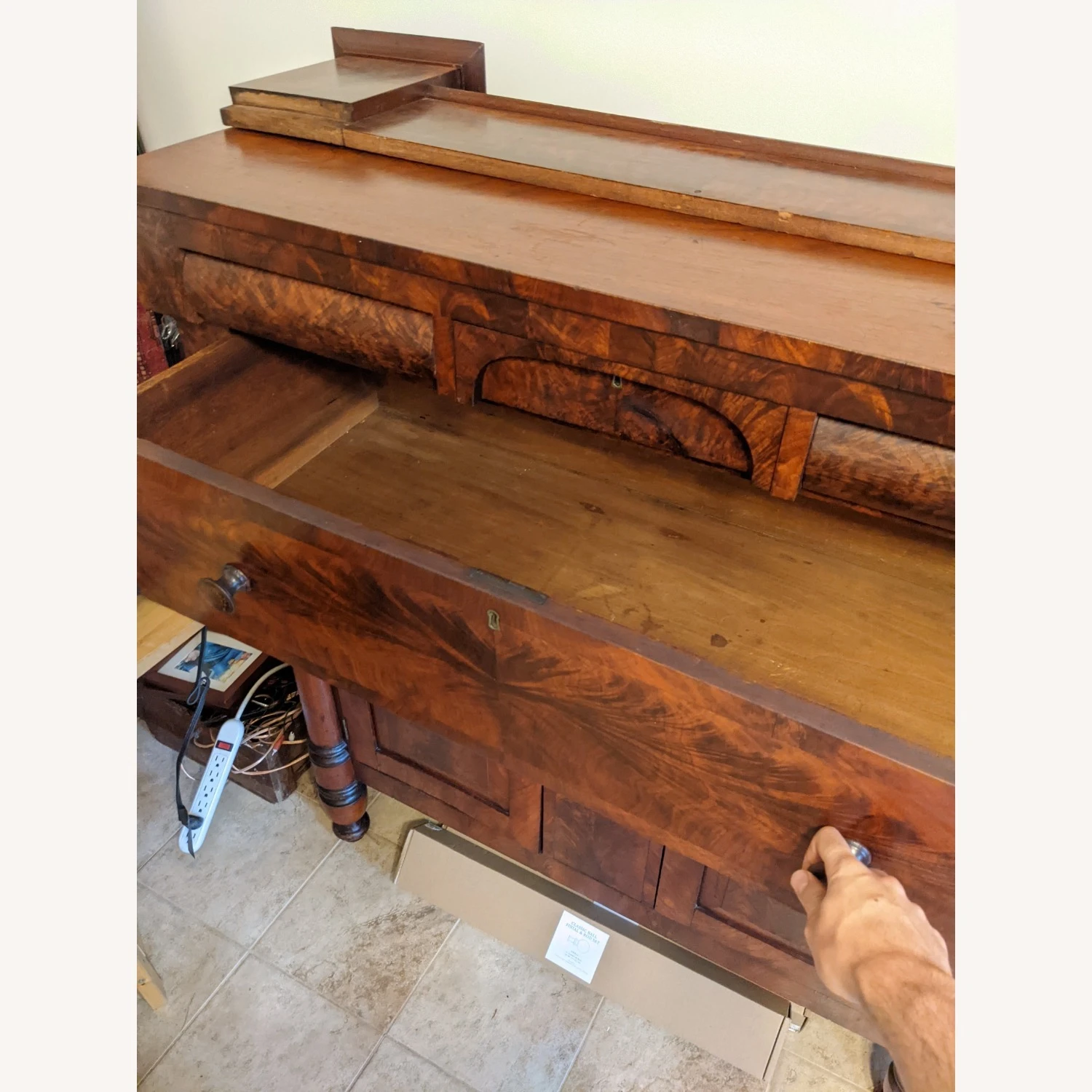 Antique 1800 Empire Flame Mahogany Sideboard 3 Antique 1800 Empire Flame Mahogany Sideboard - Image 3