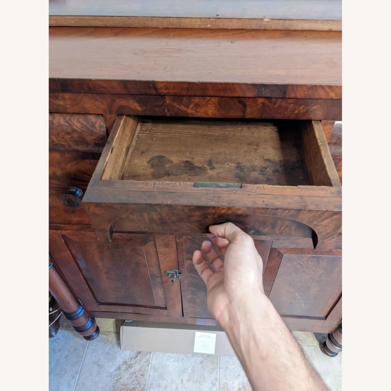 Antique 1800 Empire Flame Mahogany Sideboard 6 Antique 1800 Empire Flame Mahogany Sideboard - Image 6