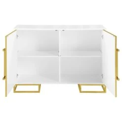 Other Modern Accent Cabinet In White & Gold Design Finish